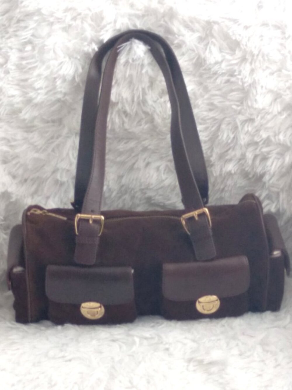 Vintage Maxx New York Brown Suede Barrel Bag